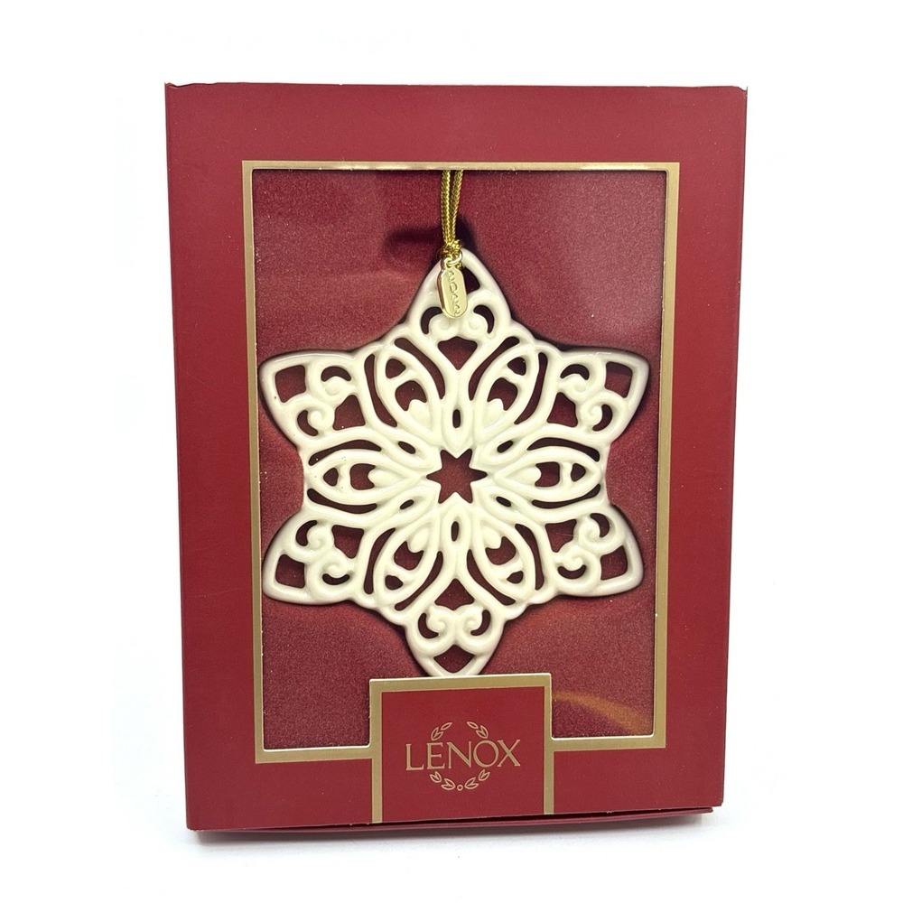 Lenox Snow Fantasies Snowflake - Boxed Porcelain Ornament Christmas Decoration